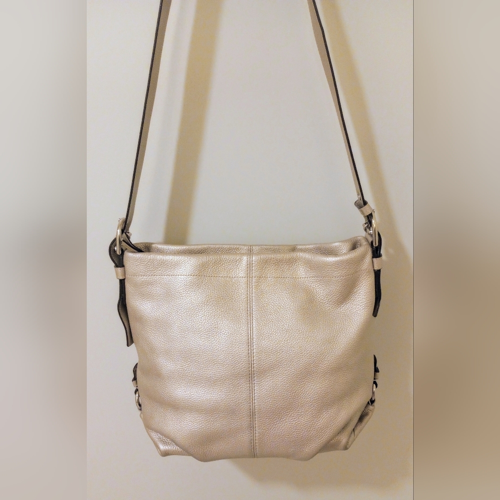 Coach Metallic Pebbled Leather Shoulder/ Crossbody Bag